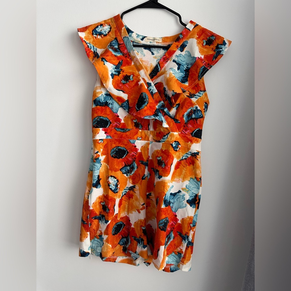 Floral Orange and Blue jumpsuit